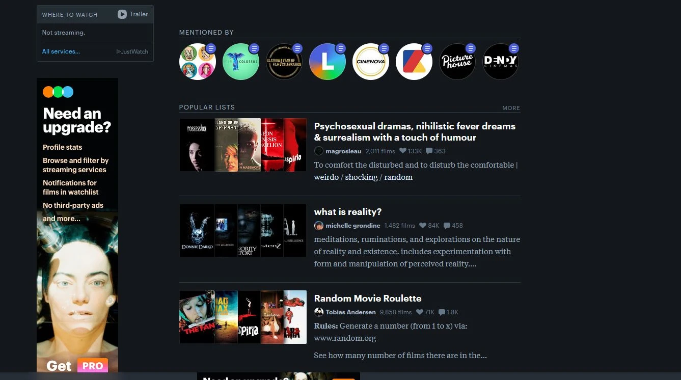 Herzstück von Letterboxd sind alle möglichen Listen (© Letterboxd)